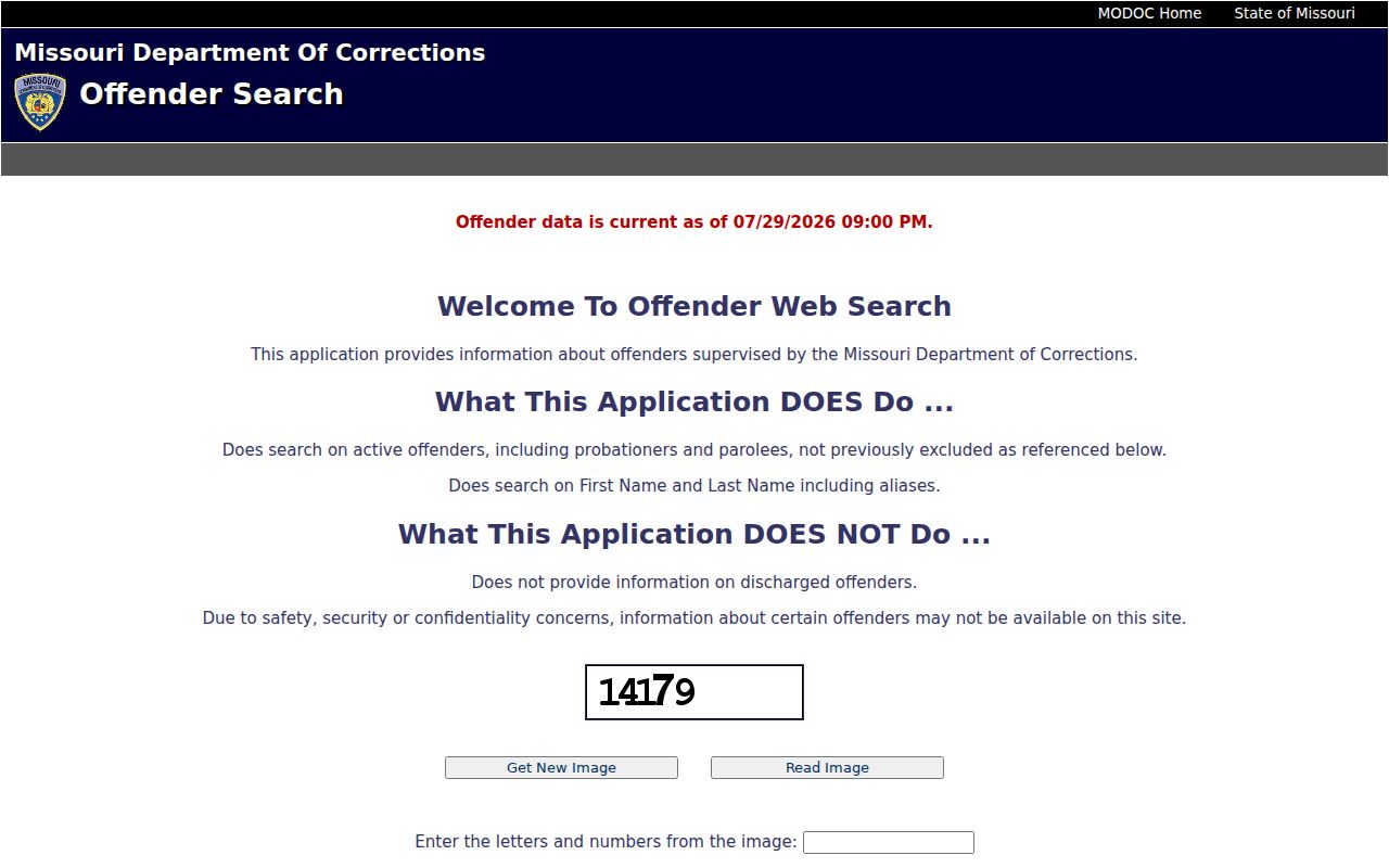 Harrison County arrest records route to MODOC Offender Search