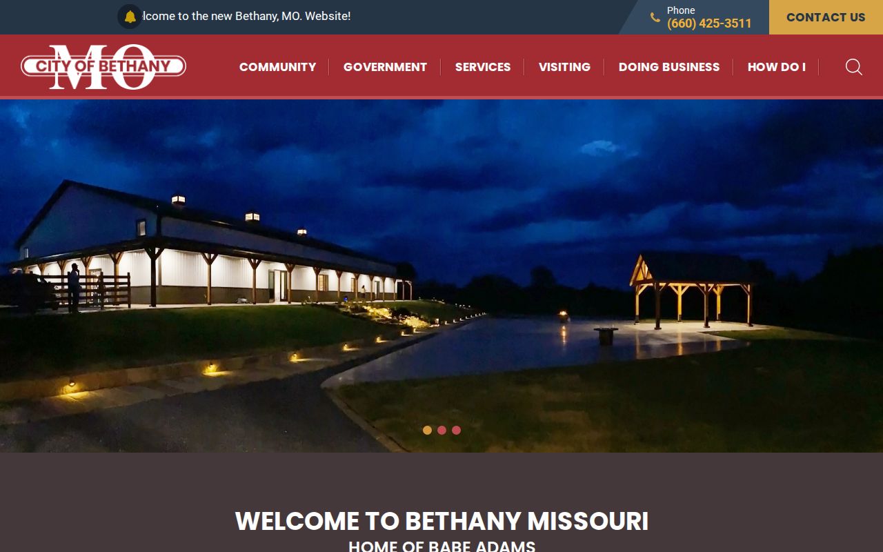 Official City of Bethany Missouri website used for municipal record routing