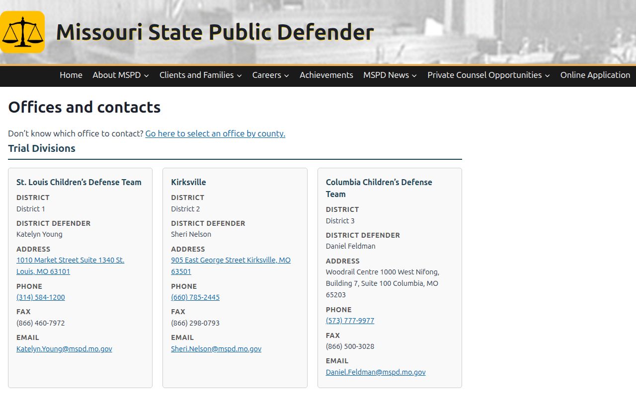 Ridgeway criminal court records in Harrison County and Missouri public defender office directory