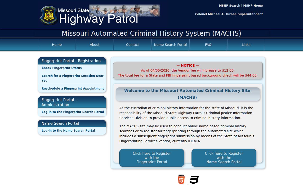 Harrison County criminal history MACHS gateway