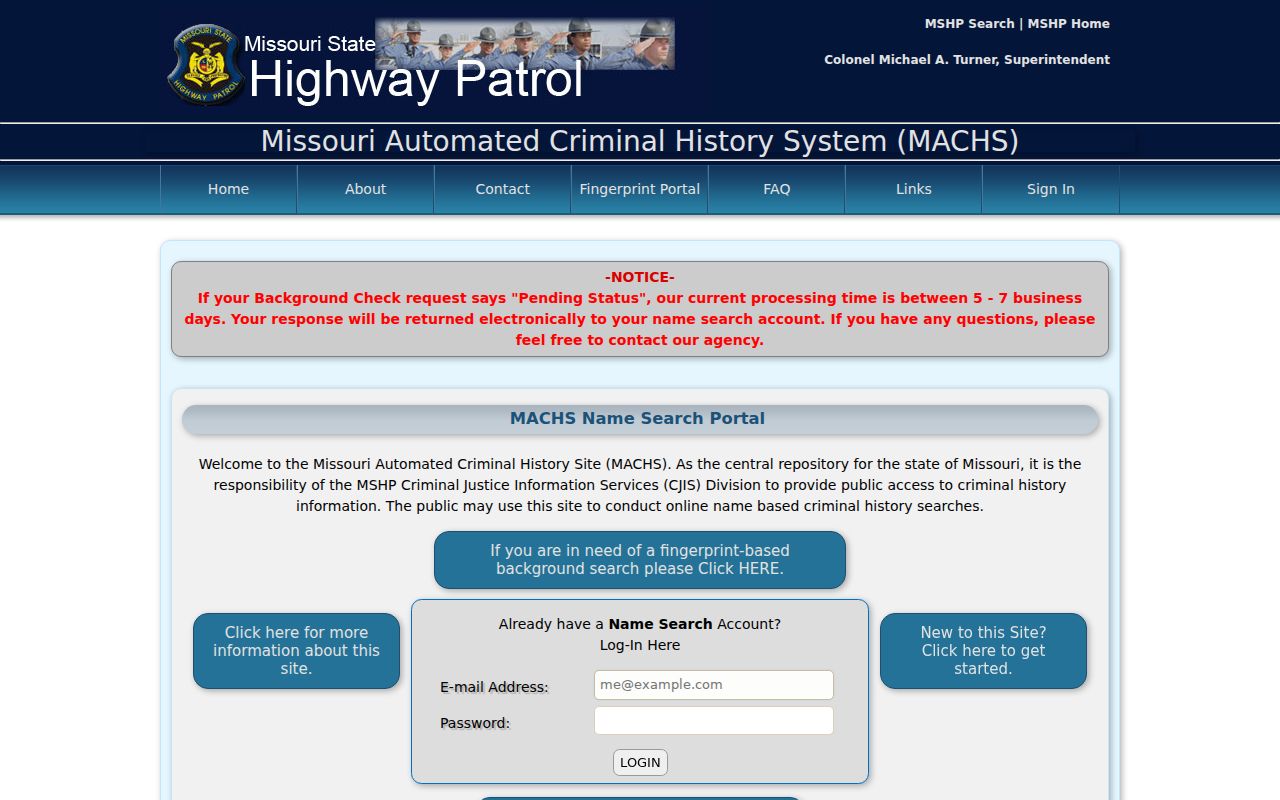 Harrison County criminal history MACHS name search login